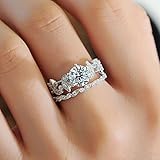 TraveT Women Girls Diamond Leaves Crystal Zircon Ring Jewelry