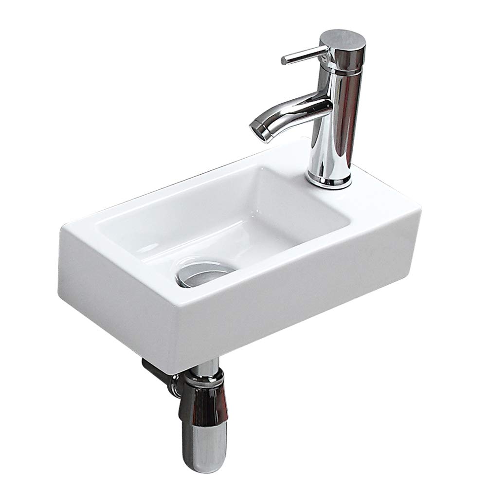 eConnectEU Small Apartment Bathroom Sink Cloakroom Rectangular Compact