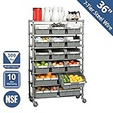 Seville Classics SHE16510BX Commercial 7-Tier NSF 16 Bin Rack Shelving, 36" W x 14" D x 56" D