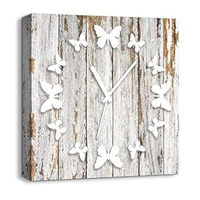 Canvas Wall Art Abstract Cute Clock Painting Artwork for Home Prints Framed - 12x12 inches
