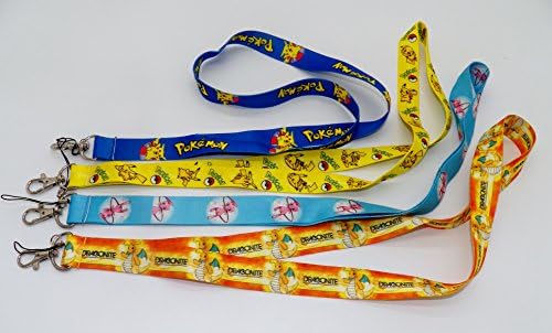 4 Pokemon Dragonite Mew Pikachu Key Chain Lanyard Set ~
