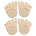 Healifty 2 Pairs Invisible Five Toe Topper Socks Heelless Forefoot Half Boat Socks (Apricot)