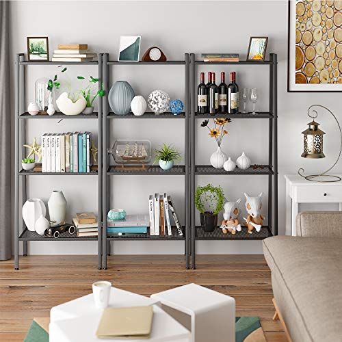 HOMFA Metal 4 Shelf Bookcase, Multifunctional LadderShaped Plant