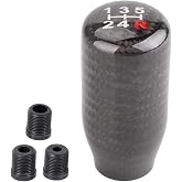 muge racing Carbon Fiber Shift Knob for Automatic and Manual Vehicles, Carbon Fiber Gear Shift Knob, 5 Speed Black