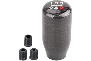 muge racing Carbon Fiber Shift Knob for Automatic and Manual Vehicles, Carbon Fiber Gear Shift Knob, 5 Speed Black