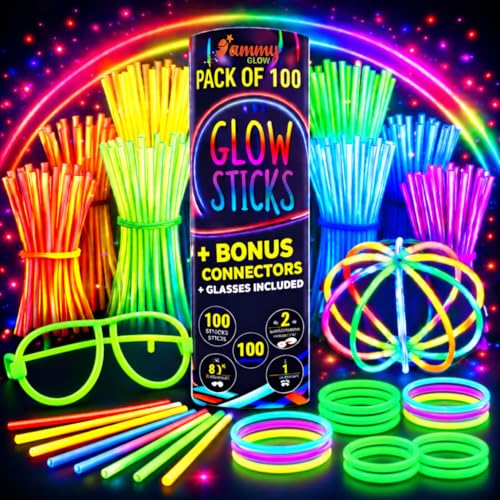 Ammy Glow Glow Sticks Bulk Party Pack