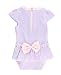 RuffleButts Infant/Toddler Girls Peplum Skirt One Piece Rash Guard Swimsuit - Lilac Seersucker - 6-12m