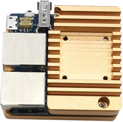 chenpaif Mini Router Caja de enfriamiento de Carcasa de Metal CNC Cubierta Protectora con Ventilador de enfriamiento para NanoPi R2S Mini Router Radiador Azul