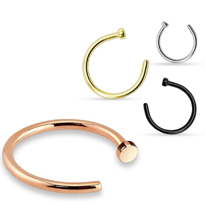 Trend Agent NASENRING Piercing NASENSTECKER Fake Hoop Ring 4er Set Nasenpiercing Damen Fake Piercing Gold Silber Roségold Sch