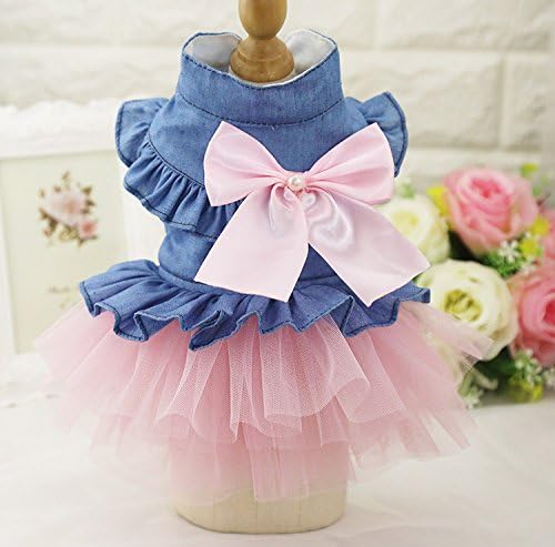 ZoonPark® Puppy Dog Pet Clothes, Denim Dress Tutu Skirt, Pink Skirt, Size S - Image 3