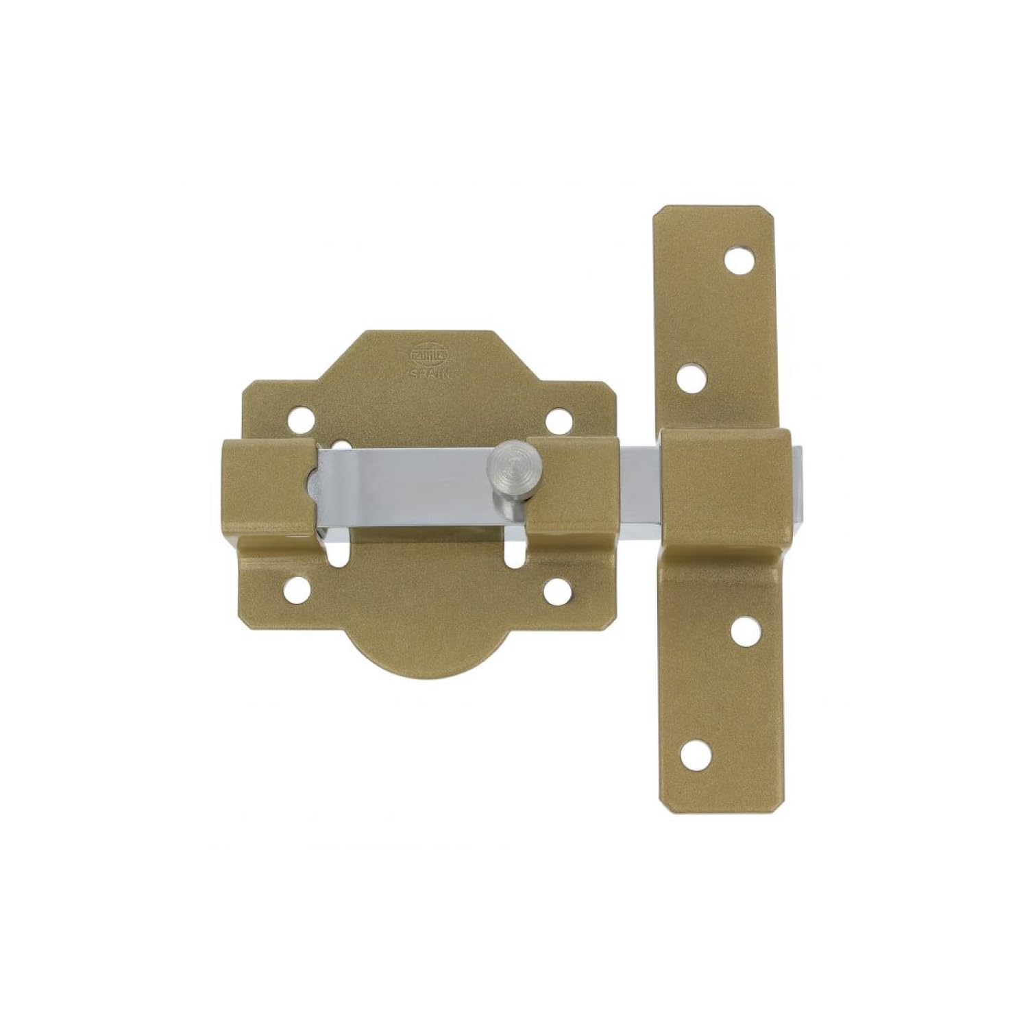 Amig - Gold Steel Surface-Mounted Bolt | High Security Keyless Latch | 88 x 131 mm | Heavy-Duty Door Lock for Front or Back Doors | Mod. 1P