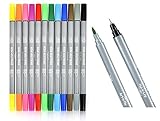 Dual Tip Fineliner Pens Brush Marker Set For Adult Coloring Books Drawing Sketching Writing Illustration