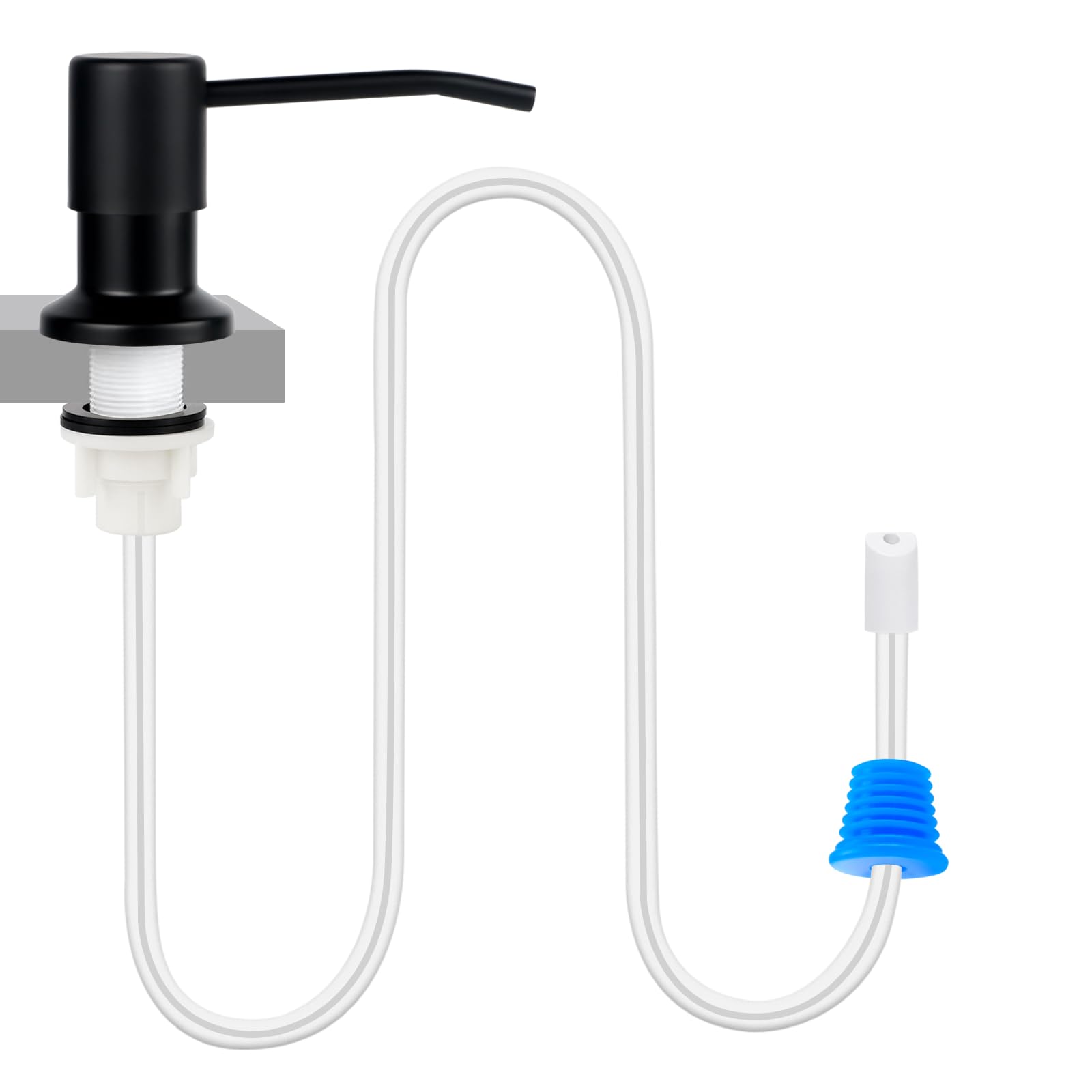Photo 1 of Dish Soap Dispenser for Kitchen Sink, Countertop Sink Soap Dispenser Water Pump with 47” No-Spill Extension Tube Kit Design for Kitchen Bathroom (Matte Black)