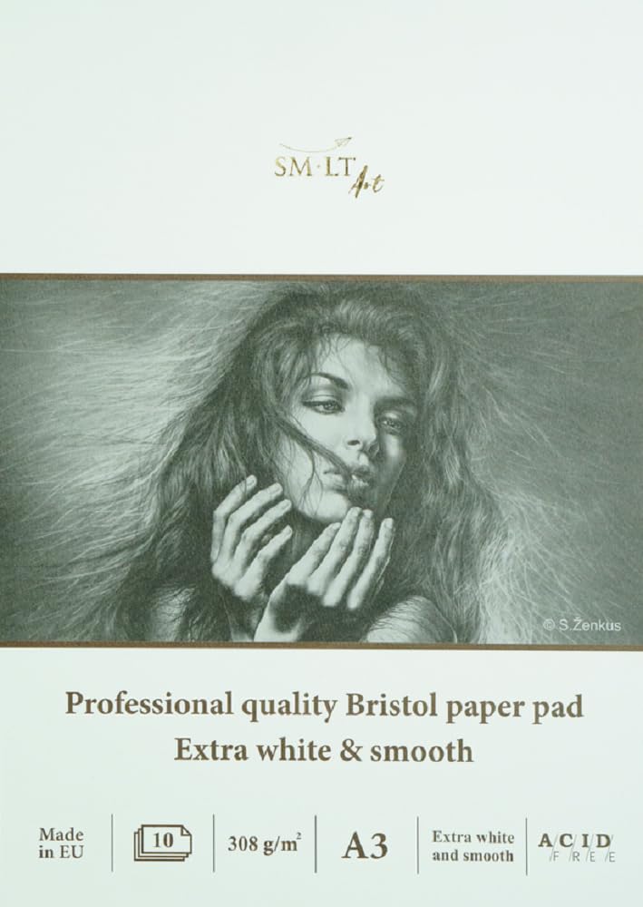 SM.LT Bristol Extra Smooth FSC White Paper Pad A3 10 Sheets 308gsm 3PS-10(308)/PRO/FSC