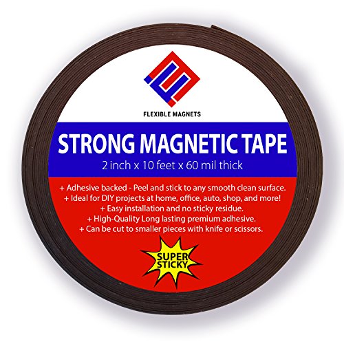 Adhesive magnetic strip - flexible magnet tape. 2-inch …