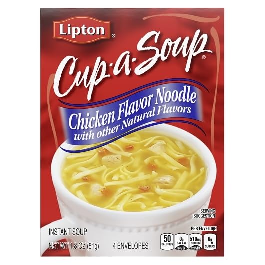 PACK OF 12 – LIPTON CUP-A-SOUP CHICKEN NOODLE WITH WHITE MEAT INSTANT SOUP, 1.8 OZ