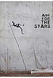 Banksy Aim For The Stars Poster Wall Print|Inspirational Motivational Gym Classroom Home Office Dorm|18 X 12 In|SJC190