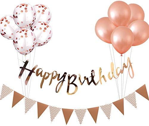 Magic House 誕生日 飾り付け 売り出し セット ガーランド 2本 風船 10個 デコレーション 華やか おしゃれ バースデー ローズゴールド きらきら