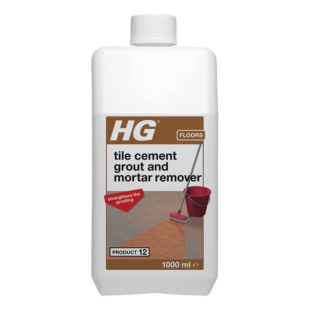 HG Tile Cement Grout & Mortar Remover, Cement Remover & Grout Remover for Wall & Floor Tiles, Tile Cleaner & Residue Remover, Surface Cleaner Strengthens Existing Grout - 1 Litre