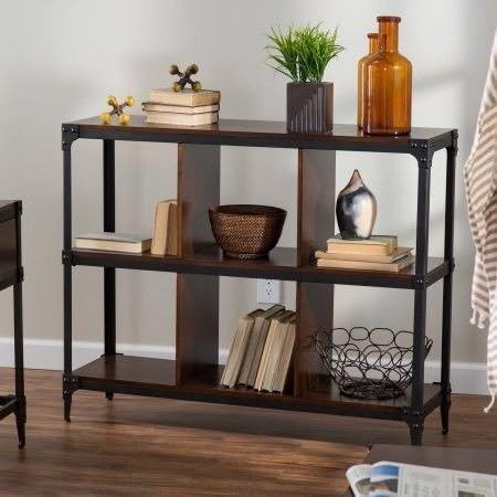 Narrow Bookcase,2 Tier Bookshelves, 6-Cube,Wood,Espresso