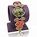 Bangle Bracelet SUMAJU Link Bracelets Green Oval Amber Gemstone Bowknot Silver Plated