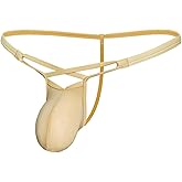 Gogobear Men's Sexy Low Rise Bikini Thong Stretchy Spaghetti Strap Cutout Underwear