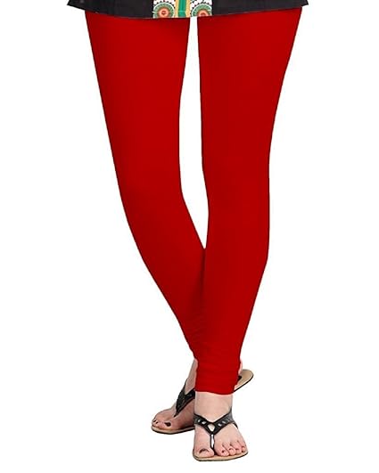 red cotton lycra leggings for women four way free size