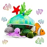 Plush Creations Talking Sea Creature Set with Carrier [Set of 4 Animals] | Shark, Sea Turtle, Octopus & Clown Fish Toy Set for Boys & Girls