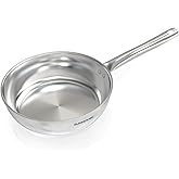 Sunhouse 10 Inch Tri-Ply Stainless Steel Frying Pan, Whole-Clad No Coatings Skillet with Stay-cool Handle for Cooking, Durable & Oven Safe to 500°F, Dishwasher Safe, Compatible with All Cooktops