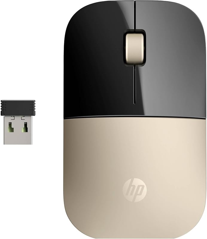 Z3700 Mouse Wireless, Sensore Preciso, Tecnologia LED Blue, 1200 DPI, 3 Pulsanti, Rotella Scorrimento, Ricevitore USB Wireless 2.4 GHz Incluso, Design Pratico e Confortevole, Oro