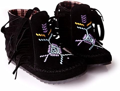 YALL Women'S Casual Shoes Retro National Wind Embroidery Tassels Short Boots