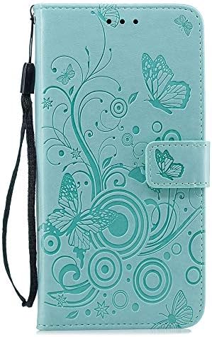 MGVV Huawei Nova 3i Case, Flip Folio PU Leather [Flower Embossing] [Wallet] Pouch case [Card Slots] Book Cover Stand Magnetic Case Cover Huawei Nova 3i Green