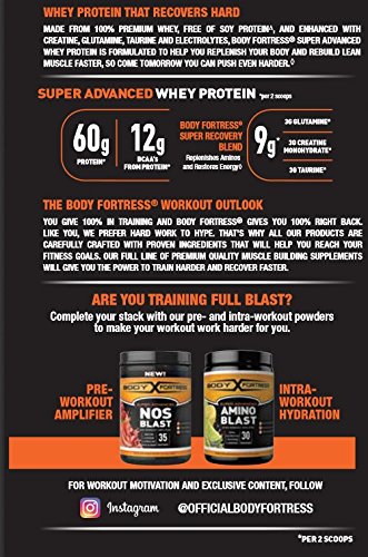 Body Fortress Super Advanced Whey Protein Powder, Gluten Free, Strawberry, 2 Pound (Packaging May Vary)