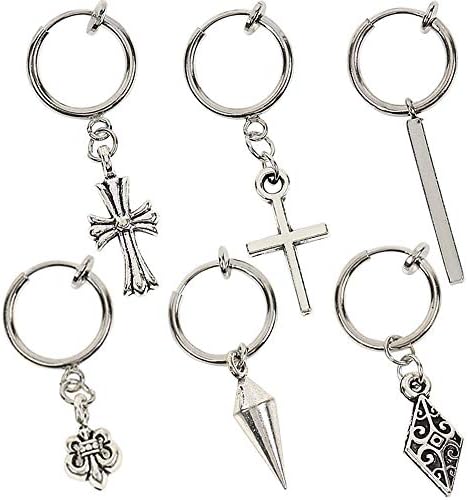 Bihako フェイクピアス イヤリング メンズ 十字架 セール 登場から人気沸騰 6種セット 揺れる