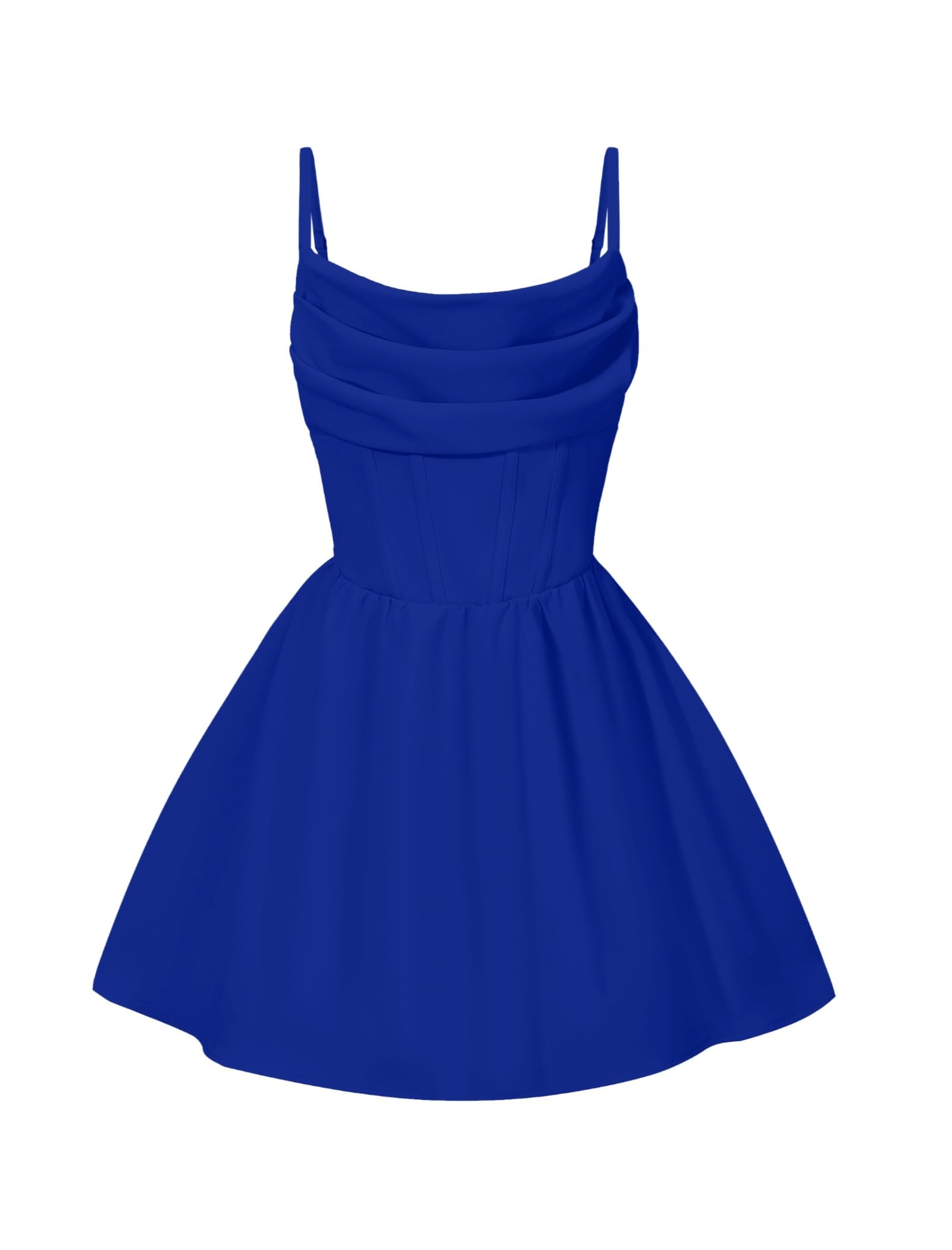 Photo 1 of EXARUS Girls Formal Dress Homecoming Dance Teen Graduation Ruched Party Spaghetti Strap A-line Ruffle Dresses Royal Blue 14 Years