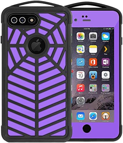 iPhone 7 Plus Waterproof Case, , CABTE Waterproof Cover Dustproof Crashproof Shell Snowproof Shockproof Spider Web Phone Case For iPhone7 For iPhone 5.5inch Phone-Purple