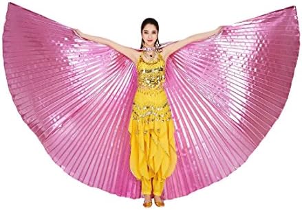 Doufine Women Belly Dance 360 Degree ISIS Wings With Sticks Pink OS