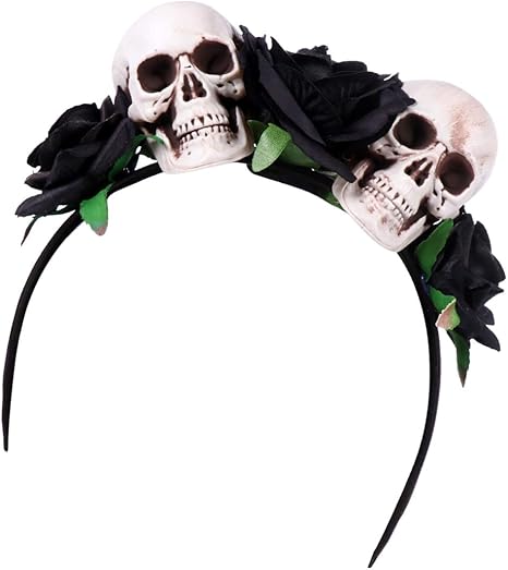 Amazon Co Jp Frcolor スカルローズフラワーヘッドバンドコスプレ写真の小道具ハロウィンヘアアクセサリー悪魔パーティー用品 ホーム キッチン