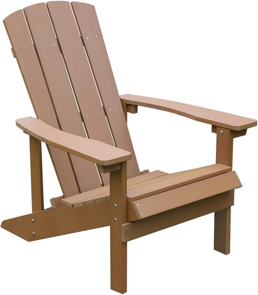 Patio Wooden Adirondack Chair - Outdoor Lounger Seating All Weather Furniture for Garden Beach Campfire, Antique Mahogany