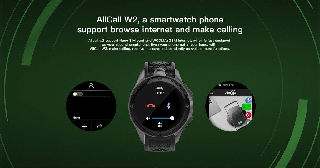 Amazon.com : AllCall W2 3G Android 7.0 Quad Core Smart Watch ...
