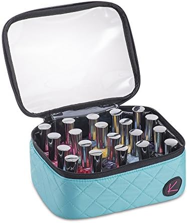 KIOTA 20 Slot Nail Polish Storage Bag Case Organizer, Secure Clear Zippered Top, Orchid