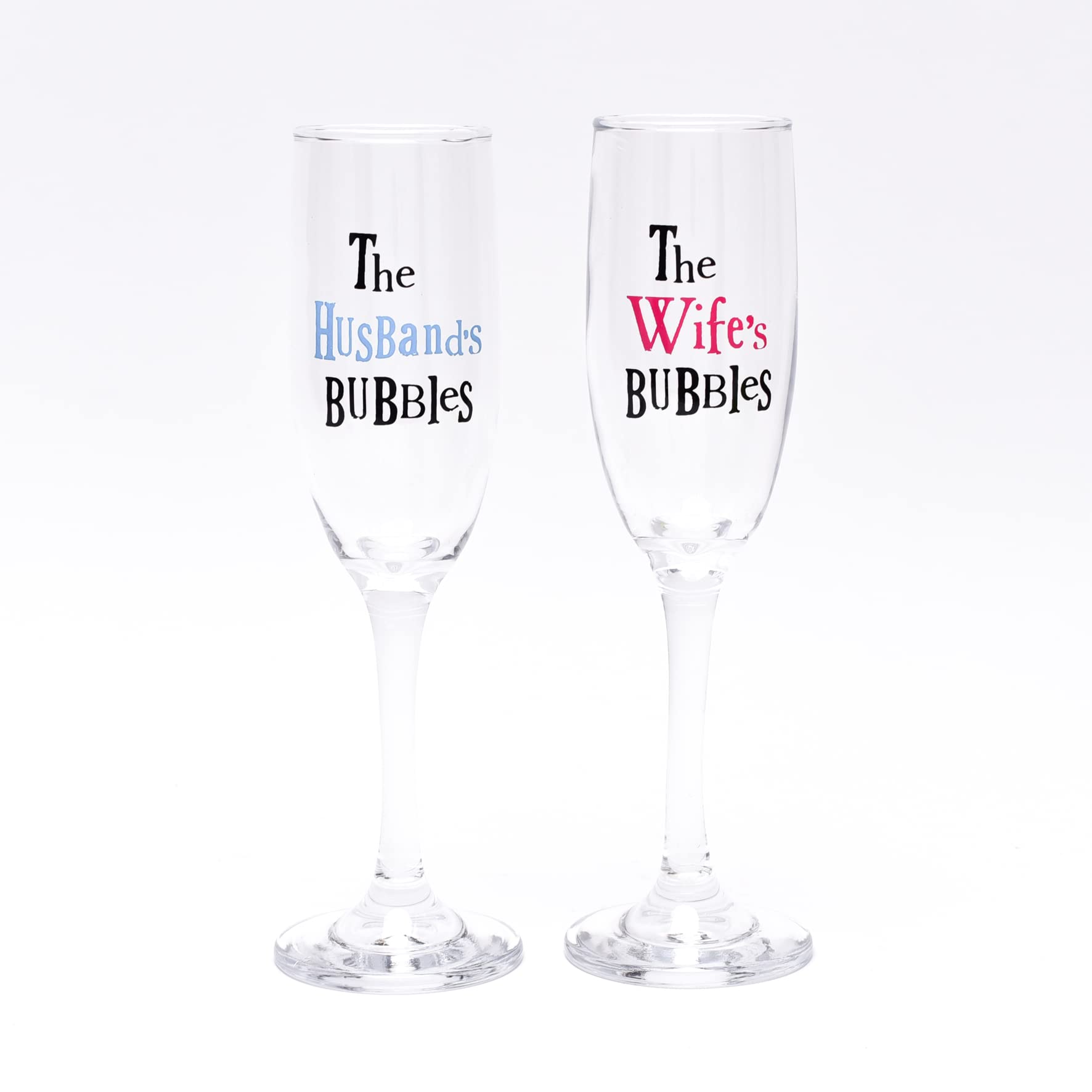 The Bright Side His & Hers Wedding Bubbles Flute Glass Set in Gift Box BSGLASS04