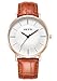 Kezzi Men's K738 Casual Classic Quartz Wrist Dress Watch Ultra Thin Light Brown Leather