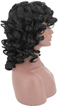 Amazon Co Jp 合成ウィッグピースカーリーヘアピースブラックレディースブラックカーリーヘアカットウィッグショートヘア ハロウィーン コンサートなどのほとんどの機会に スポーツ アウトドア