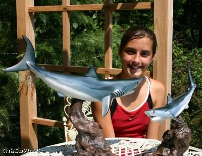 Land & Sea Taxidermy 20" Fiberglass Mako Shark Sculpture Statue