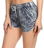 Simplicity Juniors Acid Washed Denim Design Cotton Shorts with Drawstring Waist