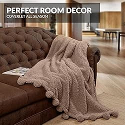 Sherpa Throw Blanket for Couch - 60x80, Beige with