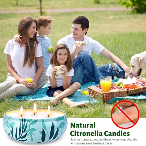 Citronella Candles Outdoor Large, 3 x 12oz 3-Wick Citronella Fragrance Candle Set for Home Garden Patio Yard Balcony Camping BBQ Gifts, 90 Hrs Burning Scented Soy Wax Candle Summer Essentials
