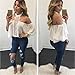 Sunward(TM) Women Sexy Off Shoulder Long Sleeve T Shirt (Small, White)