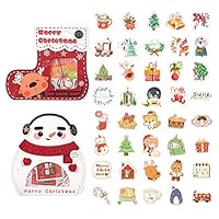 ERCENTURY Christmas Themed Washi Sticker, Xmas Snowmen & Boots Christmas Festival Decorative Presents Labels Decals Christmas Gift for Friends, 40 Patterns, 80 Pieces